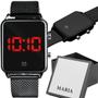 Imagem de Relogio Digital Feminino Quadrado Led Premium + Caixa orginal social presente led ajustavel moda casual preto