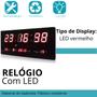 Imagem de Relógio Digital LED de Parede com Termômetro e Calendário para Ambiente Comercial