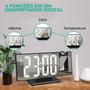 Imagem de Relógio Digital Led Espelhado Com Projetor 180 Parede  Teto Temperatura Despertador Hora 12H  24H Cores Branco  Verde  Vermelho