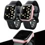 Imagem de relogio digital led feminino rosa + relogio masculino preto casual original pulseira ajustavel