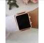 Imagem de Relógio Digital Led Quadrado Feminino/Masculino Pulseira Silicone Ajustável Dourado Rose Gold Prata Preto Moda Luxo