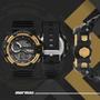 Imagem de Relógio Digital Masculino Esportivo de Pulso com Pulseira de Silicone à Prova D Água Surf Shock Militar Tático Preto e Dourado Mormaii