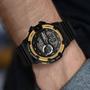 Imagem de Relógio Digital Masculino Esportivo de Pulso com Pulseira de Silicone à Prova D Água Surf Shock Militar Tático Preto e Dourado Mormaii