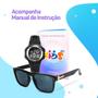 Imagem de Relogio digital preto infantil led + protecao uv oculos sol criança menino original esportivo data