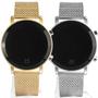 Imagem de Relogio dourado led silicone + relogio feminino digital aço presente casual pulseira ajustavel original social