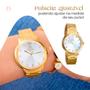 Imagem de relogio feminino aço inox banhado + caixa + pulseira delicada casual presente social qualidade premium strass moda
