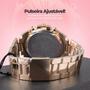 Imagem de Relógio Feminino Aço Inox Quartz Prova Dágua Dourado Prata Rose Garantia