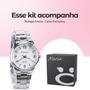 Imagem de relogio feminino aço prata inox casual caixa qualidade premium presente original