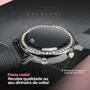 Imagem de Relogio Feminino Aço Preta Led Strass social redondo presente casual ajustavel