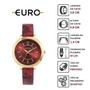 Imagem de Relógio Feminino Analógico Redondo Quartz Euro Resistente Água Fashion Pulseira Animal Print Vermelho Casual Dourado EU2035YTM/5R