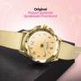 Imagem de relogio feminino banhado prova dagua dourado + relogio aço silicone original presente pulseira ajustavel social casual