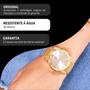 Imagem de Relógio Feminino Champion Dourado Prova D Agua CN27652W Original Colar e Brincos