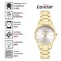 Imagem de Relógio Feminino Condor Redondo Resistente Água Analógico Casual Dourado COPC21AEAD/K4B + Colar e Brinco