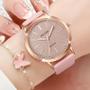Imagem de Relógio Feminino de Quartzo com Pulseira de Couro - Design Redondo e Simples