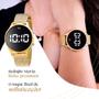 Imagem de relogio feminino digital dourado + brincos + caixa qualidade premium Casual pulseira ajustavel moda