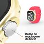 Imagem de Relógio feminino digital ultra aço inox silicone led + caixa dourado presente garantia rosa original