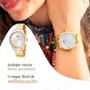 Imagem de Relogio feminino dourado aço + caixa + pulseira + colar