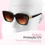 Imagem de Relogio Feminino Dourado + Caixa + Oculos Proteção Uv Sol