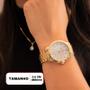 Imagem de Relógio Feminino Dourado Champion Elegance CN25118W Prova D Agua + Colar e Brincos