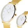 Imagem de Relógio Feminino Dourado Gold De Pulso Moderno Clássico Rhadix Fundo Branco Correia Dourada Moderno Clássico Minimalista