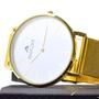 Imagem de Relógio Feminino Dourado Gold De Pulso Moderno Clássico Rhadix Fundo Branco Correia Dourada Moderno Clássico Minimalista
