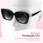 Imagem de Relogio feminino dourado + oculos sol proteção uv + caixa fundo preto resistente prova dagua moda