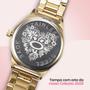 Imagem de Relógio Feminino Dourado Prata Quartz Social Pequeno + Kit Banhado a Ouro