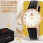 Imagem de Rélógio Feminino Dourado Pulseira de Couro Quebec Original com Colar e Brincos