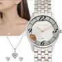 Imagem de Relógio Feminino Lince Pateado Kit Colar + Par de Brincos Prova d Água Original LRM4604L KW10