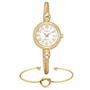 Imagem de Relógio Feminino Mini Dourado Analógico Kit Com Pulseira