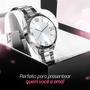 Imagem de relogio feminino prata aço inox + pulseira pandora + caixa qualidade premium presente prova dagua