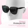 Imagem de Relogio feminino preto aço inox + oculos proteção uv sol original presente qualidade premium casual