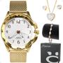 Relógio Feminino Quartz Original Prova Dágua Kit Banhado Ouro 18k Dourado - Orizom Imagem de Relógio Feminino Quartz Original Prova Dágua Kit Banhado Ouro 18k Dourado