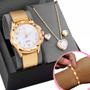 Relógio Feminino Quartz Original Prova Dágua Kit Banhado Ouro 18k Dourado - Orizom Imagem de Relógio Feminino Quartz Original Prova Dágua Kit Banhado Ouro 18k Dourado