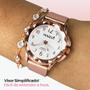 Imagem de relogio feminino rose aço prova dagua + pulseira + caixa banhado inoxidável presente pandora silicone moda casual