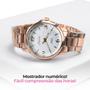 Imagem de Relogio feminino rose banhado qualidade premium + pulseira original analogico casual inoxidavel social presente rose