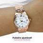 Imagem de Relogio feminino rose banhado qualidade premium + pulseira original analogico casual inoxidavel social presente rose