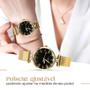 Imagem de Relógio feminino silicone banhado aço inox dourado + caixa casual fundo preto pulseira ajustavel
