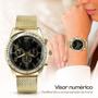 Imagem de relogio feminino strass dourado + colar + brincos + pulseira prova dagua qualidade premium presente