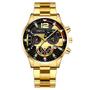 Imagem de Relógio Geneva Masculino Pulseira Aço Inox Dourado Quartzo