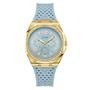 Imagem de Relógio GUESS feminino, 39 mm, pulseira azul, mostrador azul, capa dourada