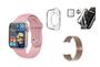Imagem de Relógio Inteligente Hw16 Feminino Rosa Kit Pelicula Case Pulseira Extra Bluetooth Android iOS Nf
