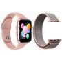 Imagem de Relógio Inteligente SmartWatch U78 Plus Rosa Android iOS + 1 Pulseira Extra Nylon Rosa