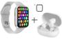 Imagem de Relogio Inteligente SmartWatch W34S Troca Pulseira Ligaçoes Monitor Cardiaco branco  mais fone bluetooth mais pelicula
