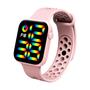 Imagem de Relógio LED Arco-íris Luminoso Silicone Esportivo Digital Masculino e Feminino Rosa 012