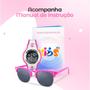 Imagem de Relogio led infantil digital rosa + case premium + oculos rosa presente silicone qualiadde premium