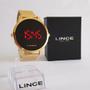 Imagem de Relógio Lince Digital Led Dourado Esteira Mdg4586l Grande