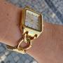 Imagem de Relogio Lince Feminino Dourado Prata quadrado retangular social pulseira com elos moderno sofisticado LQG4825L30 S1KX