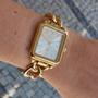 Imagem de Relogio Lince Feminino Dourado Prata quadrado retangular social pulseira com elos moderno sofisticado LQG4825L30 S1KX