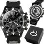 Imagem de Relogio Masculino Aço Inox Silicone Preto + Caixa Premium silicone ponteiro ajustavel autentico qualidade premium social